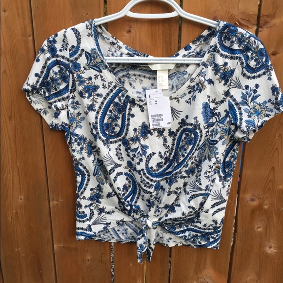 NWT H&M floral tie shirt - Picture 1 of 6